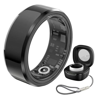 JXYQZD Smart Ring, 2024 New Fitness Tracker Ring with Charging Case, IP68 Waterproof, Heart Rate, Blood Oxygen, Sleep Tracker, for Women Men(Black,19.9 mm)