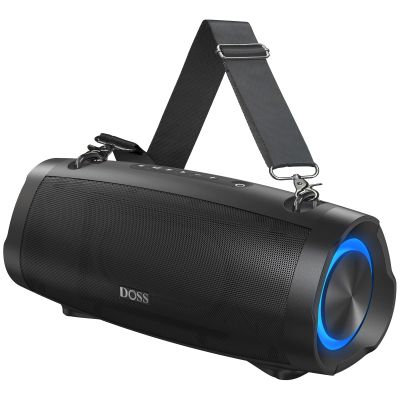 DOSS Extreme Boom Pro D100 Bluetooth Speaker with 140W Peak, 70W Bold Sound, Extra Bass, 24H Playtime, Beat-Sync Lights, Built-in Power Bank, IPX6 Waterproof, Portable Strap for Outdoor, Camping-Black