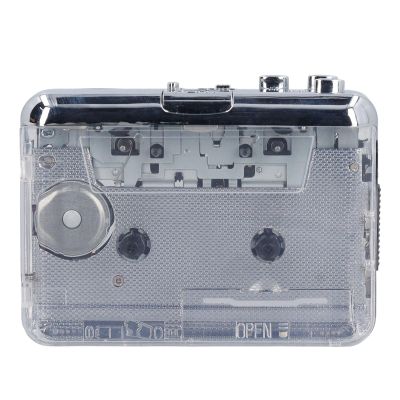 Cassette Tape Player, Portable Cassette Recorder, Transparent Tape to MP3 Type C Port, 3.5mm Jack Design, Digital Tape Player with Earphone for Laptops PC