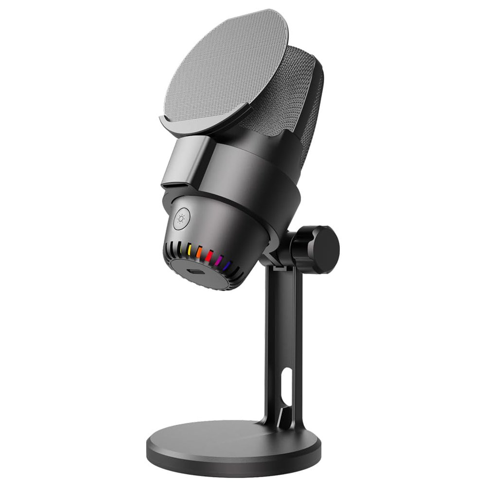NovelGoal Gaming Microphone Noise Canceling Condenser Microphone with Anti-Spray Net RGB Live USB Microphone