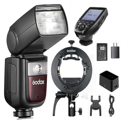 Godox V860III-N & XPro-N Trigger Compatible for Nikon Camera with Godox S2 Speedlite Bracket, 2.4G HSS 1/8000 GN60, 0.01-1.5s Recycle Time 480 Full Power Flashes Speedlite Speedlight Light