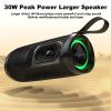 Bobtot Portable Bluetooth Speaker, IPX6 Waterproof Speaker with Punchy Bass, 15W Loud Sound, RGB, 15H Playtime, Dual Pairing for Party, Camping, Beach, Black view 2