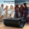 Bobtot Portable Bluetooth Speaker, IPX6 Waterproof Speaker with Punchy Bass, 15W Loud Sound, RGB, 15H Playtime, Dual Pairing for Party, Camping, Beach, Black view 4