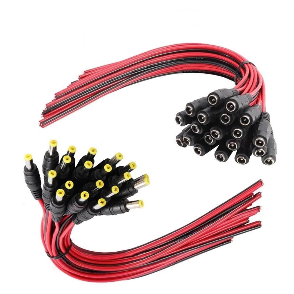 10/20/50PCS 12V DC Connector Male Female Jack Cable Cord Adapter Plug Power Supply 5.5 x 2.1mm(50PCS)