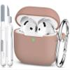 MHYALUDO for AirPods 4th Generation Case Cover 2024, Military Grade Soft Silicone Shock-Absorbing for AirPods 4 Case with Keychain & Cleaning kit, Milk Tea view 1