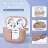 MHYALUDO for AirPods 4th Generation Case Cover 2024, Military Grade Soft Silicone Shock-Absorbing for AirPods 4 Case with Keychain & Cleaning kit, Milk Tea view 3