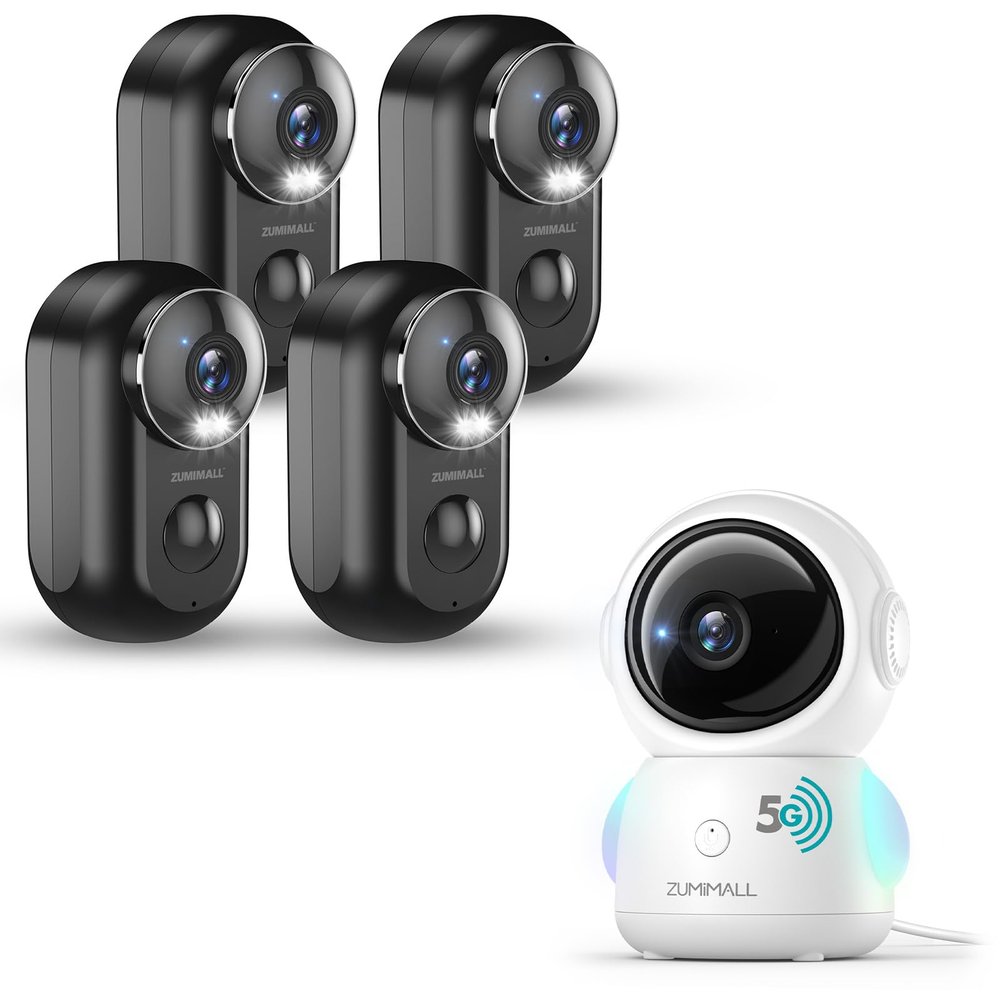ZUMIMALL Security Camera Indoor, 5G/2.4G WiFi Baby Monitor with Camera and Audio, 2K Wired Pet Camera for Home Security, One-Click Call, Auto Tracking, Cry/PIR/AI Detection, Alexa/ONVIF/Cloud