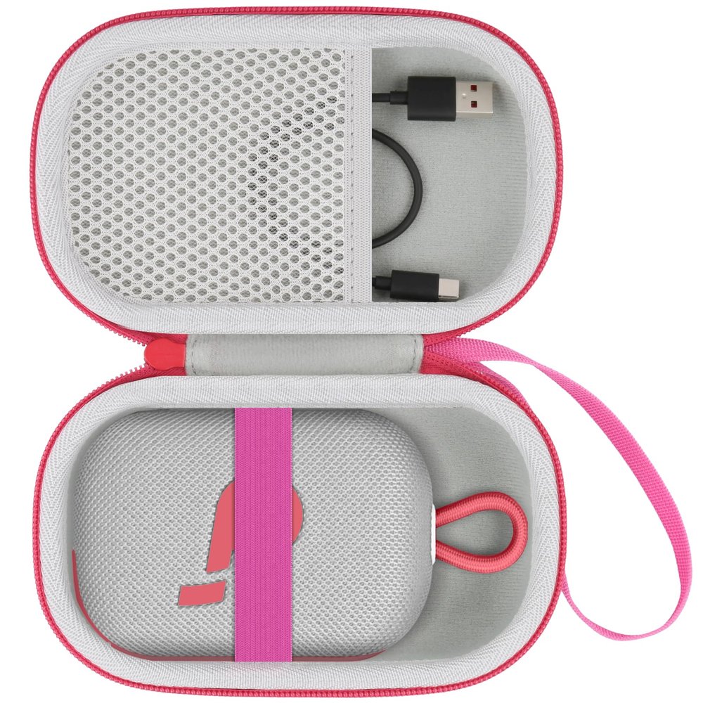 co2CREA for Anker Soundcore Select 4 Go Bluetooth Speaker Hard Protective Case, Portable Travel Case Replacement (White Case + Red Zipper)