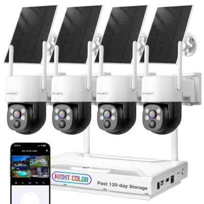 [0-Light Night Color] XMARTO 2K HD Wireless Solar Security Camera System with 0-Light Night Color, PTZ Control, Long Range WiFi6,Easy Mobile & HDMI View on Monitor,0 Monthly Fee,120-Day Video Storage