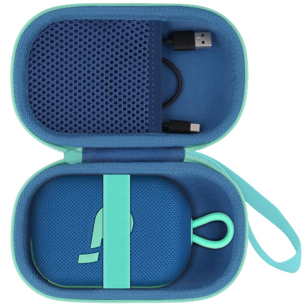 co2CREA for Anker Soundcore Select 4 Go Bluetooth Speaker Hard Protective Case, Portable Travel Case Replacement (Blue Case + Teal Zipper)