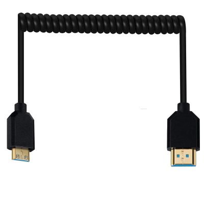 Auttoop Ultra Thin HDMI Coiled High Speed Cable, HDMI Male to Mini HDMI Male Type C Connector Adapter Flexible Spring Extension Cables, 2.1V 8K@60Hz 4K@120Hz for Camera/Monitor(M to M, Mini)