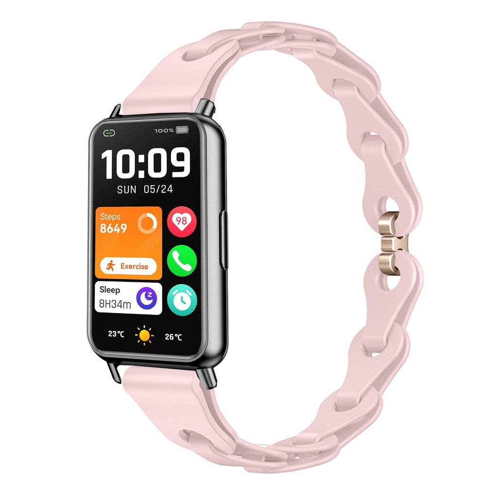 Compatible for Mingdaln Fitness Tracker Bands, 16mm Elastic Silicone Hollowed Out Replacement Straps Compatible for SHANG WING LYNN2, Amzhero D26, RLQA D26E, FFFTITNES Band3, KALINCO P76, Mingdaln M4 Fitness Tracker (Pink)