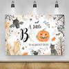 10x8ft Halloween Baby Shower Photography Backdrop Cartoon Autumn Pumpkins Ghost Bats Decoration Halloween Background A Little Boo is Almost Due Baby Shower Party Photoshoot Backdrops view 1