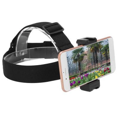 Adjustable Head Strap Mount Holder Kit for Action Camera Mobile Phone, 120 Degree Flip, Stretch Belt, Compatible with 6.2cm to 10cm Width Devices