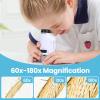 Axlksia Mini Microscope for Kids and Adults, Handheld 60x-180x LED Lighted Pocket Microscope with 4 Slides for Student Science Lab Education (White) view 3