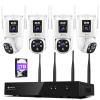 Kittyhok Dual Lens Wireless Security Camera System, 4pcs 2K Outdoor Camera with 2.4/5GHz WiFi, Pan & Tilt, Auto Tracking, Human Detection, Color Night Vision, 16CH Wi-Fi 6 NVR with 1TB HDD, KWDP164 view 1