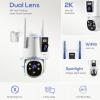 Kittyhok Dual Lens Wireless Security Camera System, 4pcs 2K Outdoor Camera with 2.4/5GHz WiFi, Pan & Tilt, Auto Tracking, Human Detection, Color Night Vision, 16CH Wi-Fi 6 NVR with 1TB HDD, KWDP164 view 2