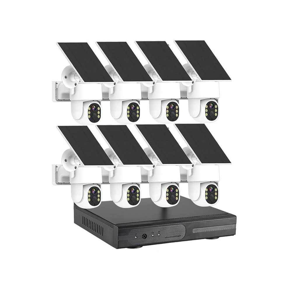 8CH Outdoor Solar Power Security Camera System with 8 Camera, 4MP Wireless WiFi CCTV Surveillance NVR Kit with Two Way Audio, Color Night Vision, Human Detection