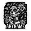 Personalized Sugar Woman Skull Mexico Mexican Vintage Name Sticker Custom Skull Flowers Stickers Retro Waterproof Die-Cut Vinyl Sticker for Kindle Laptop Water Bottle Hard Hat Funny Sticker Gifts view 1