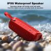 Bobtot Portable Bluetooth Speaker, IPX6 Waterproof Speaker with Punchy Bass, 15W Loud Sound, RGB, 15H Playtime, Dual Pairing for Party, Camping, Beach, Red view 3
