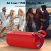 Bobtot Portable Bluetooth Speaker, IPX6 Waterproof Speaker with Punchy Bass, 15W Loud Sound, RGB, 15H Playtime, Dual Pairing for Party, Camping, Beach, Red view 4