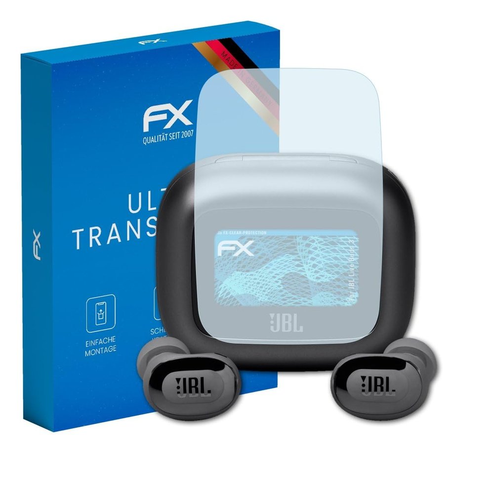 atFoliX Screen Protection Film compatible with JBL Live Buds 3 Screen Protector, ultra-clear FX Protective Film (3X)