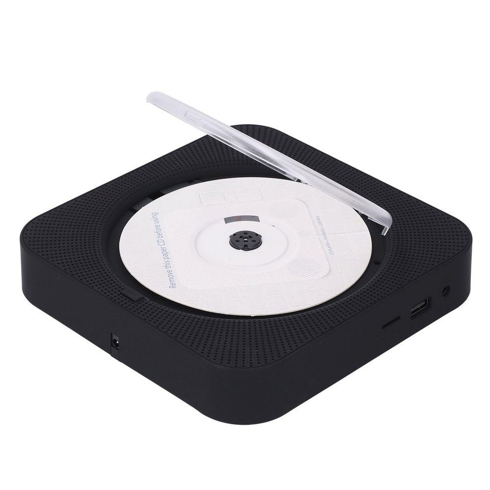 BT CD Player, Portable CD Player with Speakers, Remote Control Protective Cover Design, 2 Modes Wall Mount BT5.0 CD Player (Black)