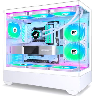 FOIFKIN F1 PC Case - Pre-Installed 6 PWM ARGB Fan, ATX Mid-Tower Gaming PC Case, Type-C,360mm Radiator Support, FOIFKIN (White, F1)