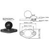 Sunicon 1 Ball Mount with Aluminum Alloy Square Plate, Aluminum Alloy Rubber Universal Electronic Device Mounting Base with AMPS Hole view 2