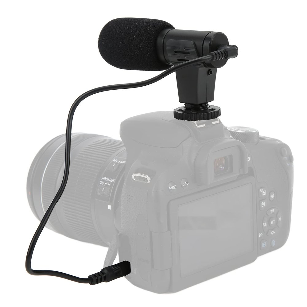 ciciglow Mini Microphone for Video Record, High Performance ABS Material, Windproof Sponge, 1/4 Inch Screw, Plug and Play, 3.5mm Jack, Lightweight Design