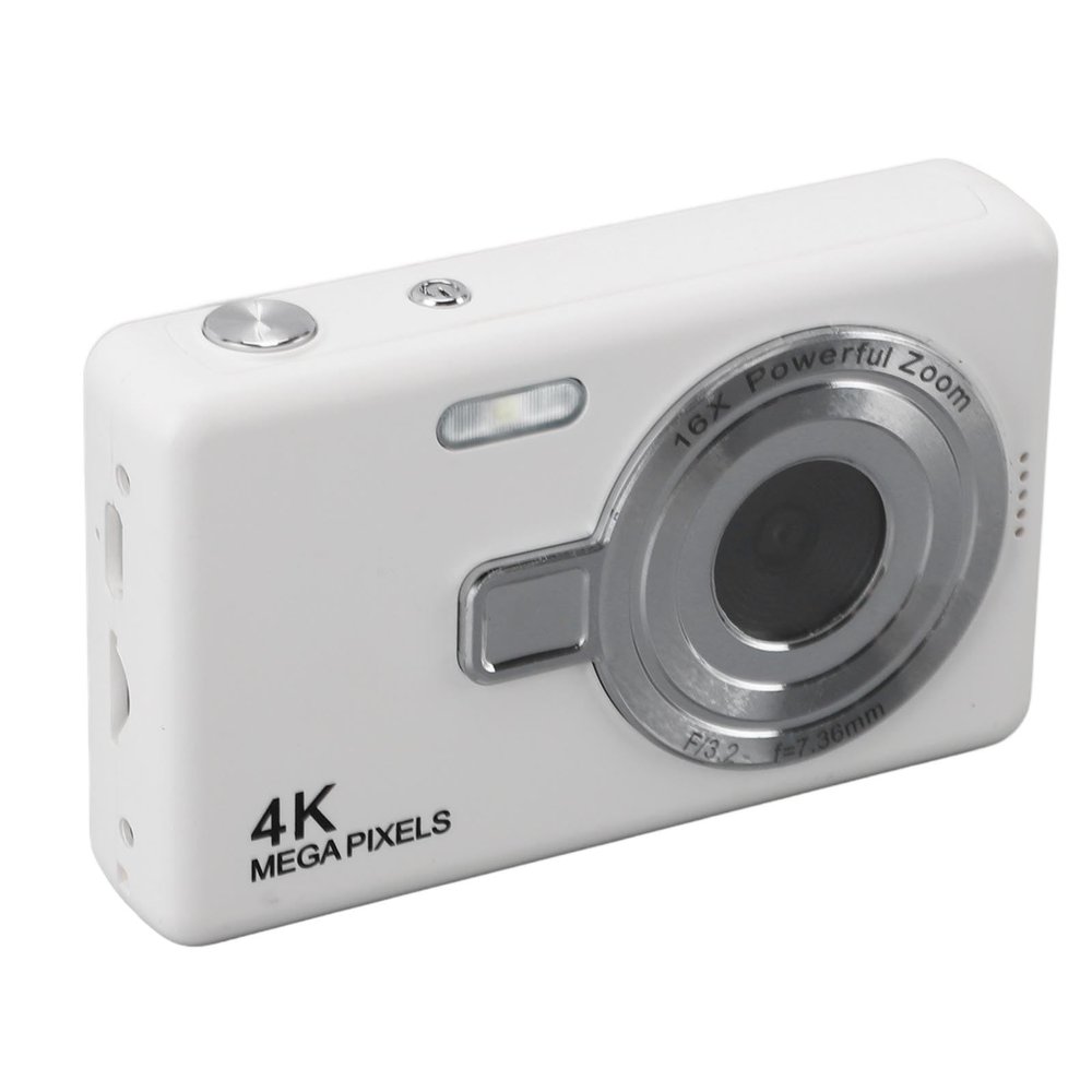 Fydun Digital Camera 1080P 16X Zoom Auto Focus for Student Vlog (White)