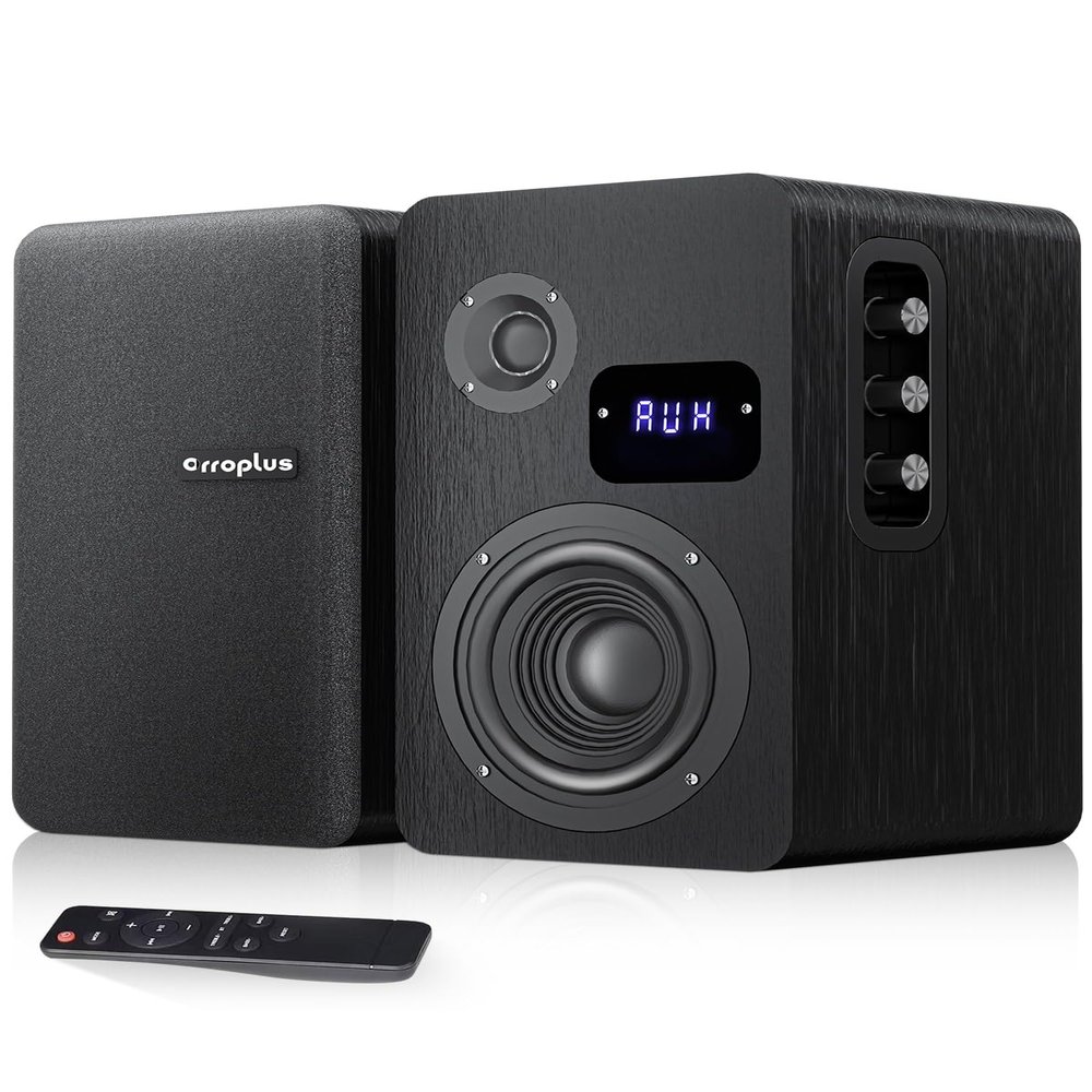 Orroplus Active Bookshelf Speakers, 70W Powered Record Player Speakers Pair Wired Optical/ARC/RCA/AUX/BT Input HiFi Home Stereo Speakers with 4" Woofer for Turntable TV Desktop PC Gaming Monitor