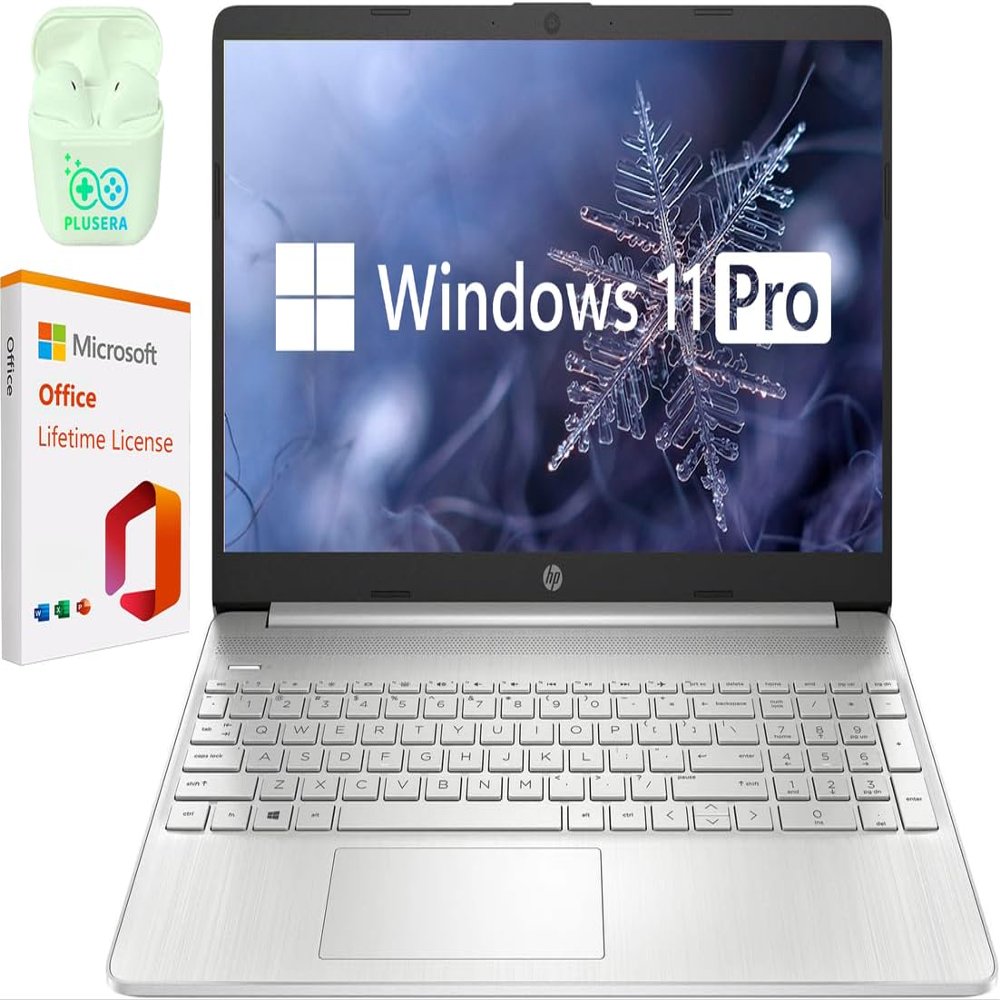 HP 15.6" Business & Student Laptop Computer, Intel Core i5, Windows 11 Pro Laptop with Microsoft Office Lifetime License, Copilot AI Ready, Plusera Earphones (Intel Core i5, 12GB RAM | 512GB SSD)