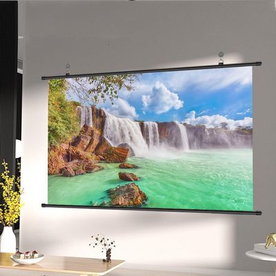 FIEZFEAT Anti Light Projector Screen 60'' 72'' Manual Pull Down Projector Screen 16:9 4K Portable Projection Movie Screen, for Indoor and Outdoor Home Theater Office School(60in)