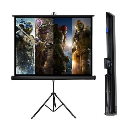 FIEZFEAT Retractable Projector Screen 60 72 Inch Indoor Outdoor Mobile Projection Screen, Lightweight Carry, 16:9 HD Wrinkle-Free Tripod Screen for Home Office Pcamping(4:3,72in)