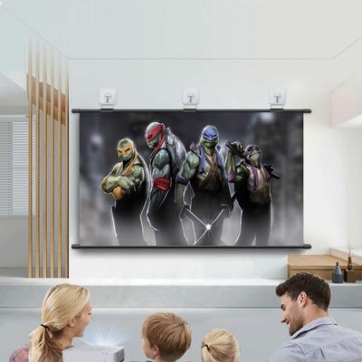 FIEZFEAT Projector Screen Anti Light 16: 9 Hanging Projector Screen 60" 72" Indoor Home Theater Movie Screen, Full HD Projection Screen for Cinema Office Video Game(16:9,60in)