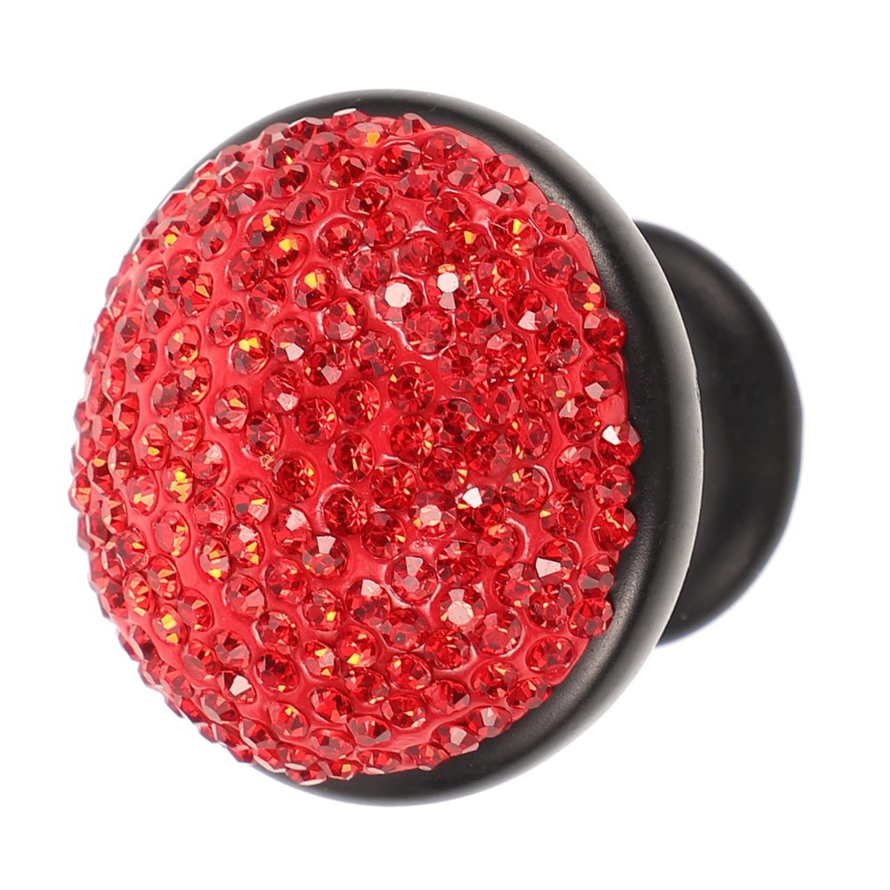 QUMIIRITY Aluminum Alloy Drawer Knobs with Shining Rhinestone Mushroom Design Unique Pull Handle for Cabinet Doors and Furniture Includes Screws Red Black