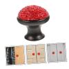 QUMIIRITY Aluminum Alloy Drawer Knobs with Shining Rhinestone Mushroom Design Unique Pull Handle for Cabinet Doors and Furniture Includes Screws Red Black view 3