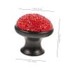 QUMIIRITY Aluminum Alloy Drawer Knobs with Shining Rhinestone Mushroom Design Unique Pull Handle for Cabinet Doors and Furniture Includes Screws Red Black view 4