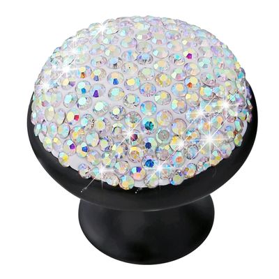 QUMIIRITY Aluminum Alloy Drawer Knobs with Rhinestone Mushroom Design Creative Cabinet Pull Handle for Kitchen Wardrobe and Furniture Easy to Install Colorful and Black Options