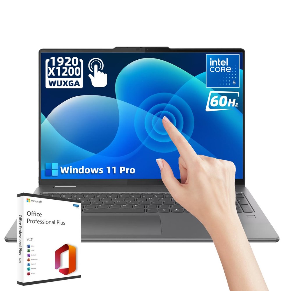 Lenovo Yoga 7i 2-in-1 Business Laptop - 16" FHD+ Touch Screen | Ultra 5 125U | Intel HD Graphics Backlit KB | Wi-Fi 6 | Win 11 Pro | Office 2021 Lifetime bundle with accessories(16GB DDR5 | 512GB SSD)