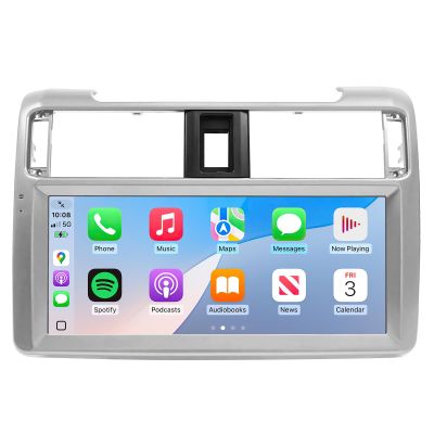 HPDELGB Car Stereo Radio Dash Kit for Toyota 4Runner Radio 2009-2022, Silver Lower 12.3" Android Head Unit TS10, 4+32G, Wireless CarPlay & Android Auto, GPS Navigation, AHD Backup Camera