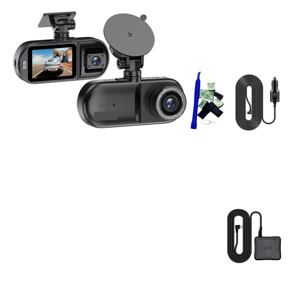 3 Channel Dash Cam 4K+1080P Car Dash Camera Front Inside Rear Night Vision Car DVR Video Recorder Rearview Cam(V25D-G-P-S,256G1)