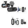 3 Channel Dash Cam 4K+1080P Car Dash Camera Front Inside Rear Night Vision Car DVR Video Recorder Rearview Cam(V25D-G-P-S-BL,128G1) view 1
