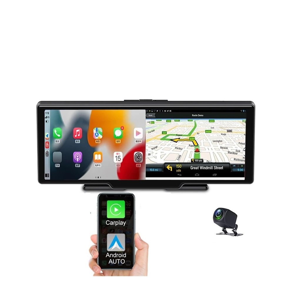 10.26" Car DVR Touch Screen Dual Cams Recording 2K+1080P carplay Driving Recorder G-Sensor Navigation Center Audio(DVR with 64G Card)