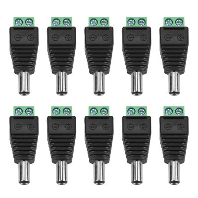 Akozon 10Pcs DC Power Male Plug Jack Terminal Adapter Connector CCTV Camera 5.5 * 2.1mm Easy Install Professional Appearance