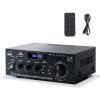 Bluetooth Stereo Receiver &Home Audio Amplifier, 300Wx2 2-Channel for Home Theater & Bookshelf Speakers, w/FM Radio Karaoke, w/USB/SD/RCA/MIC/FM in, with Remote Control, for Garage Bar Party view 1