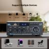 Bluetooth Stereo Receiver &Home Audio Amplifier, 300Wx2 2-Channel for Home Theater & Bookshelf Speakers, w/FM Radio Karaoke, w/USB/SD/RCA/MIC/FM in, with Remote Control, for Garage Bar Party view 4