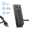 3PCS Wall Mount Power Outlet Strip, 3FT Cord Mountable Power Strip with Switch, 4 Outlet Under Desk Power Strip for Office/Industrial/Home, Flat Plug, Black view 4
