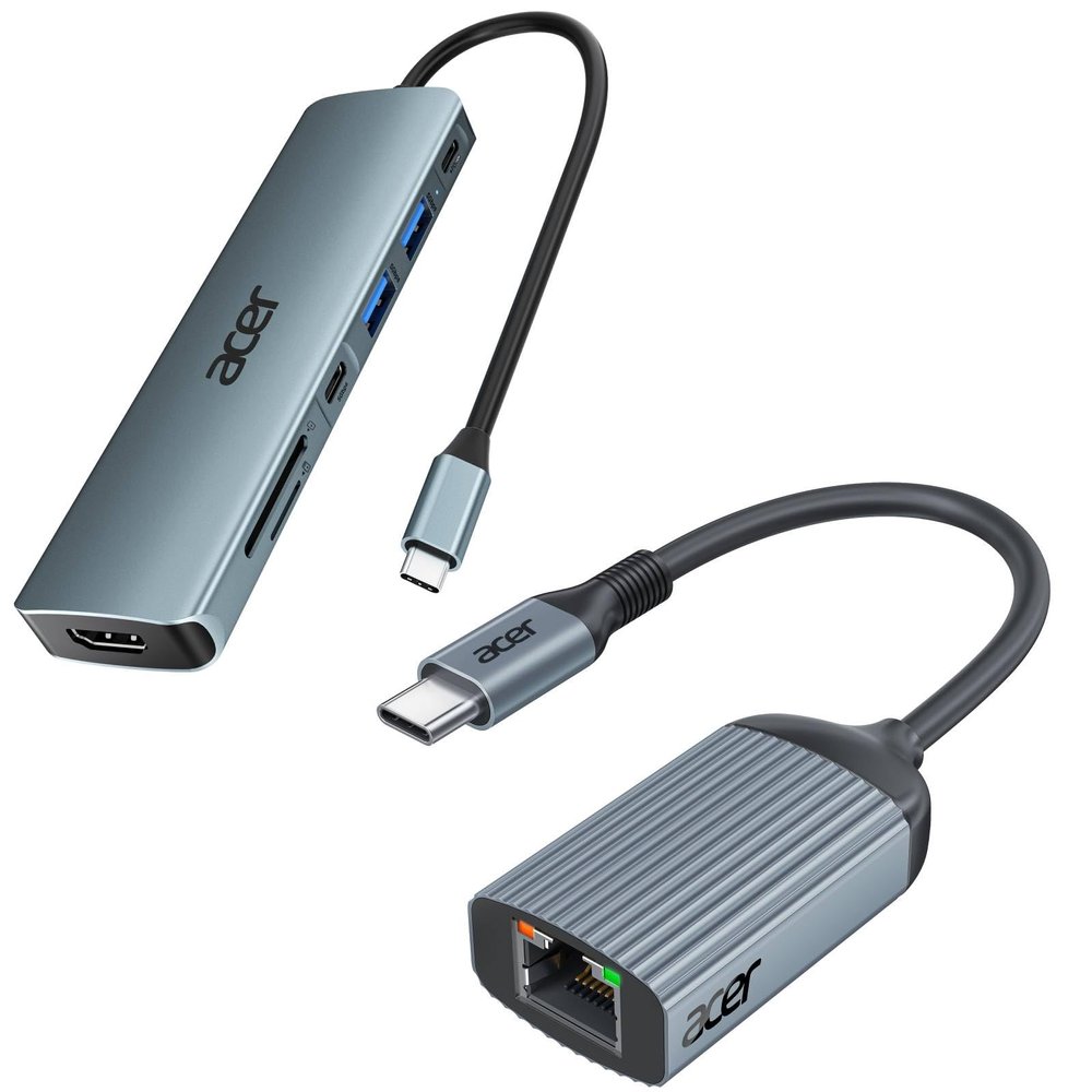 Acer 7 in 1 USB C Hub Bundle with USB C to Ethernet Adapter 1 Gbps
